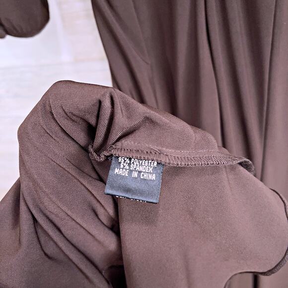 Adrianna Papell Jersey Wrap Dress Brown 3/4 Sleeve V Neck Stretch Womens 6 - Picture 7 of 7